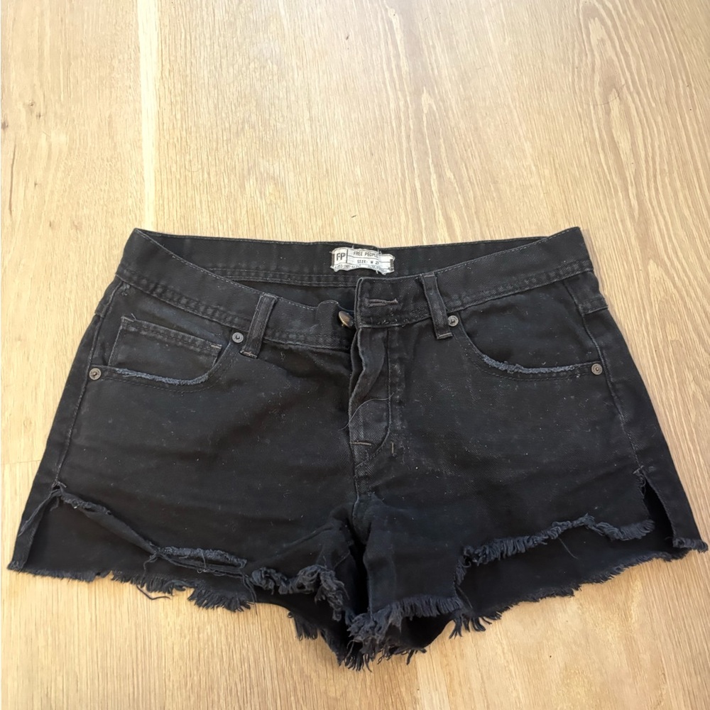 Free People Black Jean Shorts